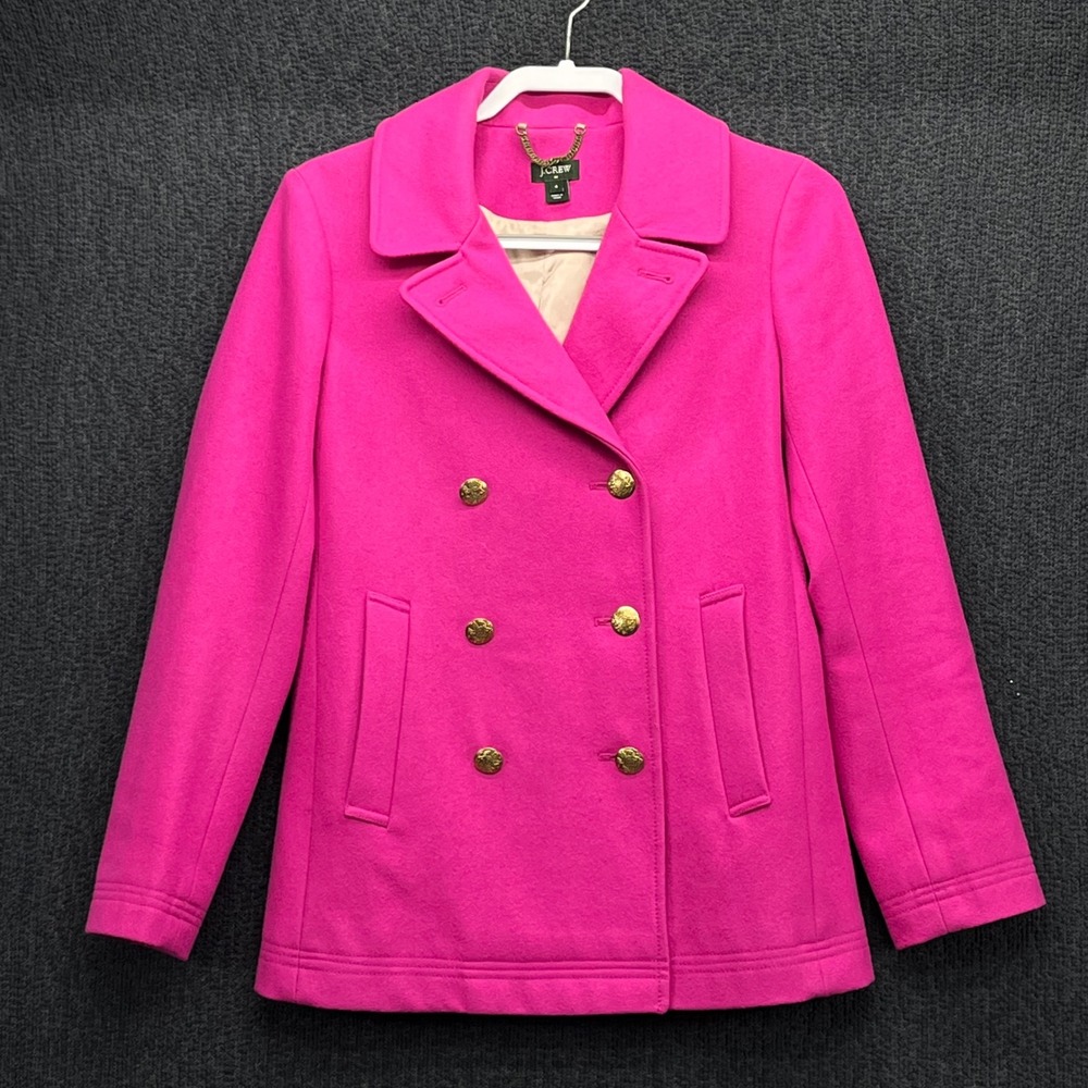 J.Crew Magenta Pink Wool Blend Peacoat Gold Crest Buttons 98731 Womens 4